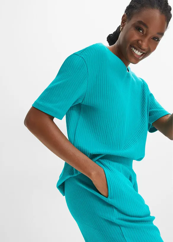 Loungewear Hausanzug aus Rippe mit Culotte, bonprix