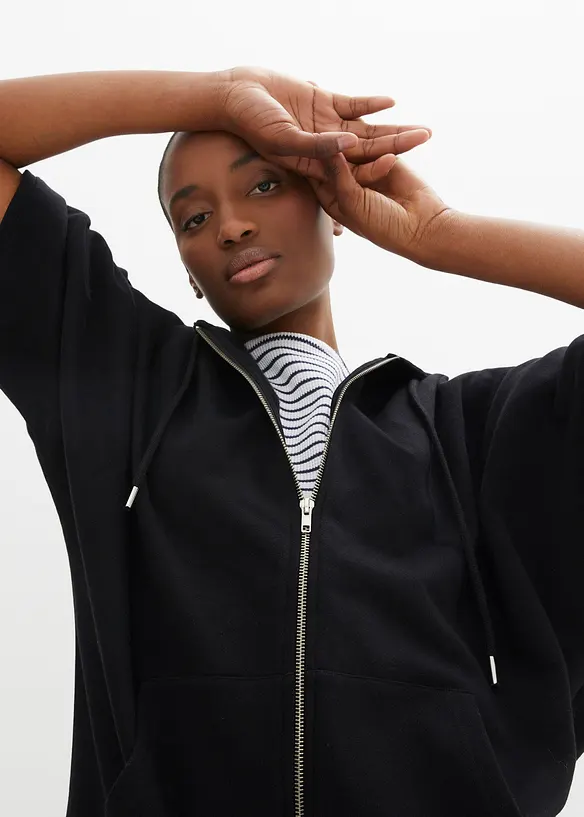 Sweat zipp&eacute; cape en coton, bonprix