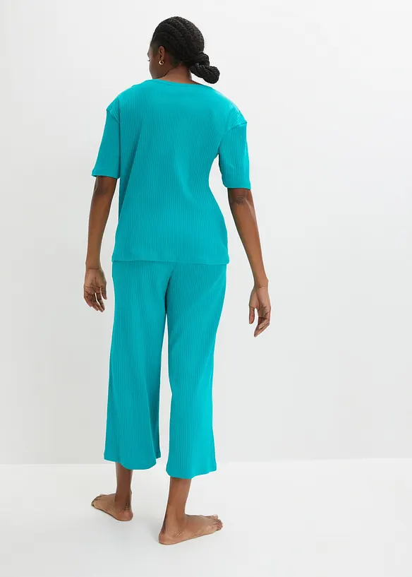 Loungewear Hausanzug aus Rippe mit Culotte, bonprix