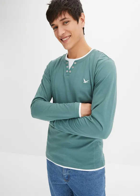 2 in 1 Shirt (2er Pack), Langarm, bonprix