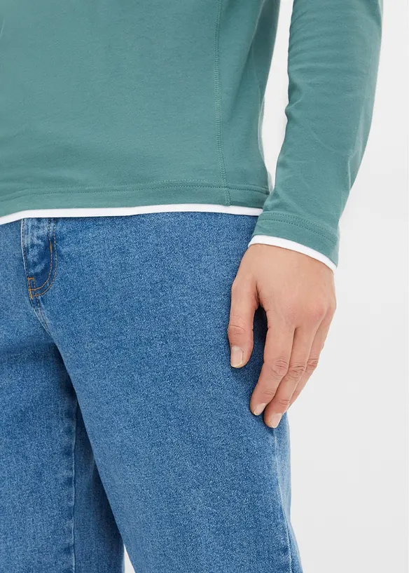 2 in 1 Shirt (2er Pack), Langarm, bonprix