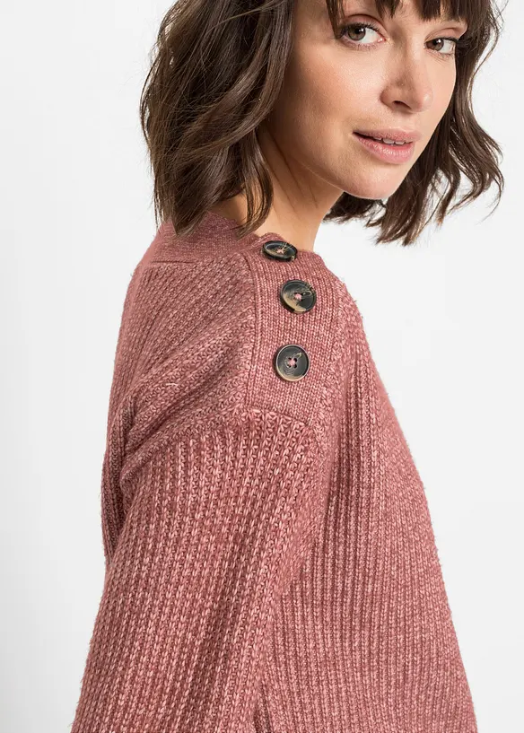 Pull oversize à boutons, bonprix