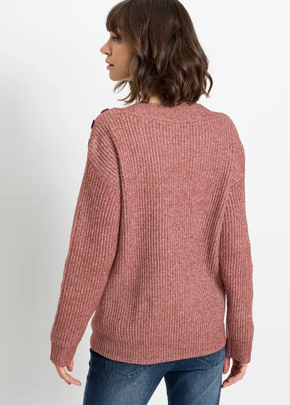 Pull oversize à boutons, bonprix