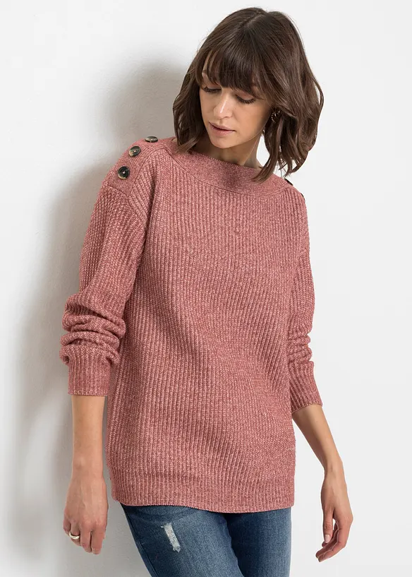 Pull oversize à boutons, bonprix
