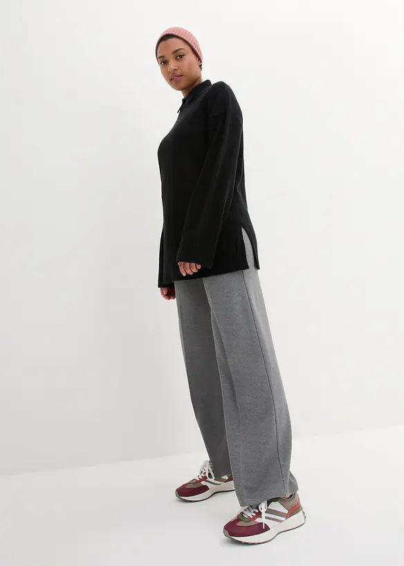 Pull oversize à col roulé ouvert et fentes latérales, bonprix