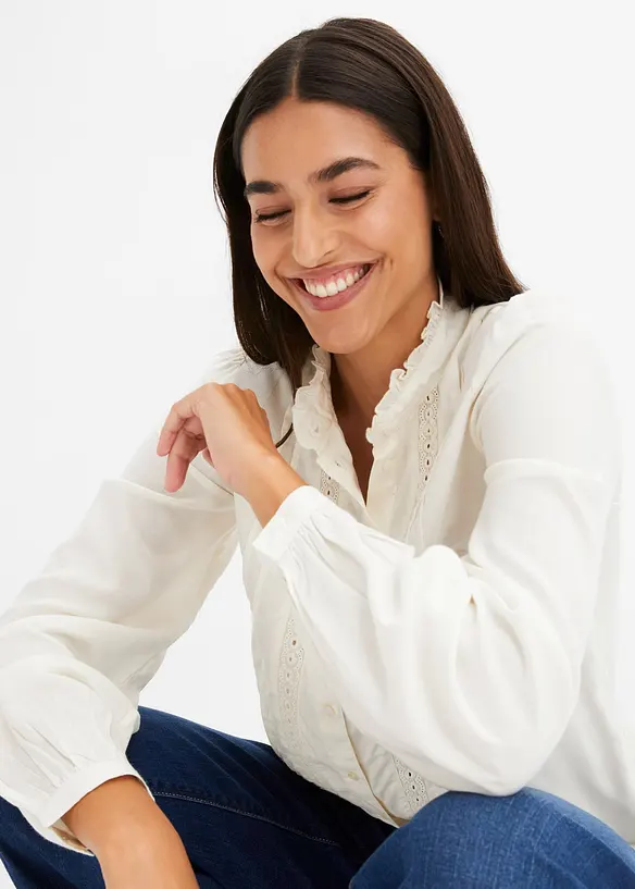 Bluse mit Lochstickerei, bonprix