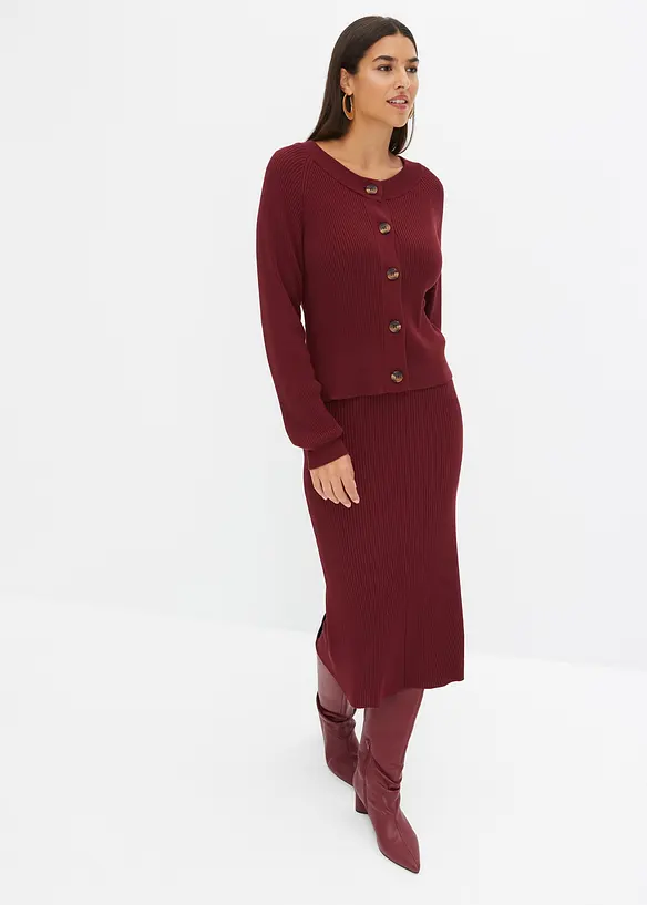 Jupe en maille de viscose mélangée côtelée, bonprix
