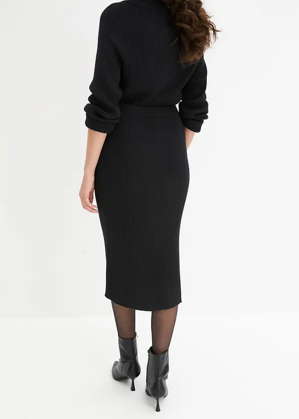 Jupe en maille de viscose mélangée côtelée, bonprix