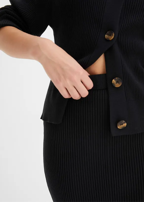 Jupe en maille de viscose mélangée côtelée, bonprix