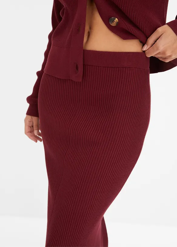 Jupe en maille de viscose mélangée côtelée, bonprix