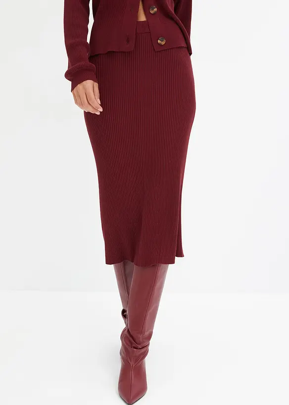 Jupe en maille de viscose mélangée côtelée, bonprix