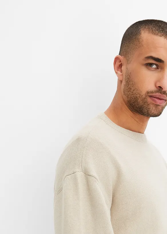 Pull coton à col rond, Loose Fit, bonprix