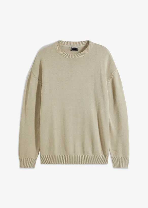 Pull coton à col rond, Loose Fit, bonprix