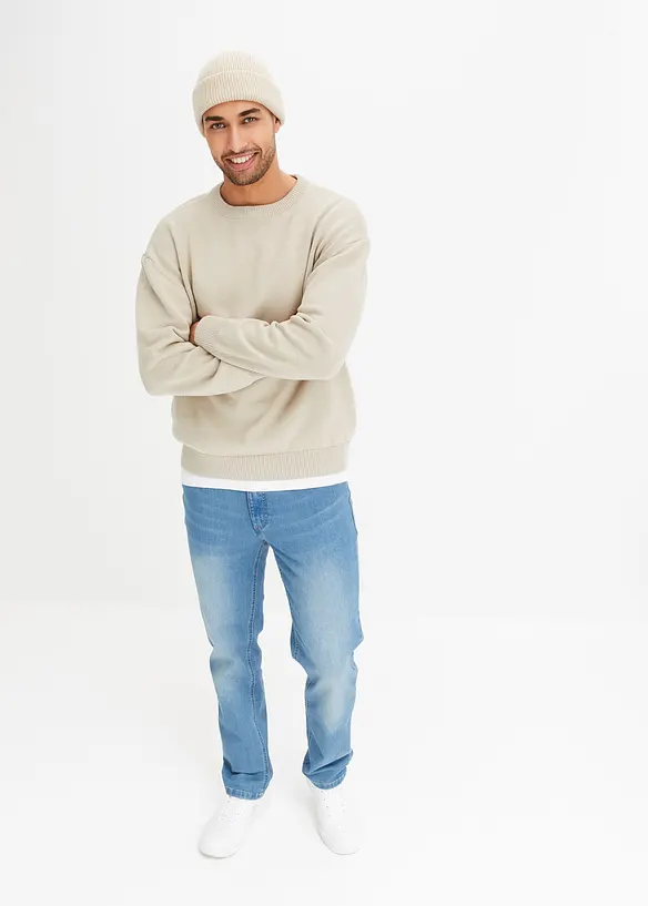 Pull coton à col rond, Loose Fit, bonprix