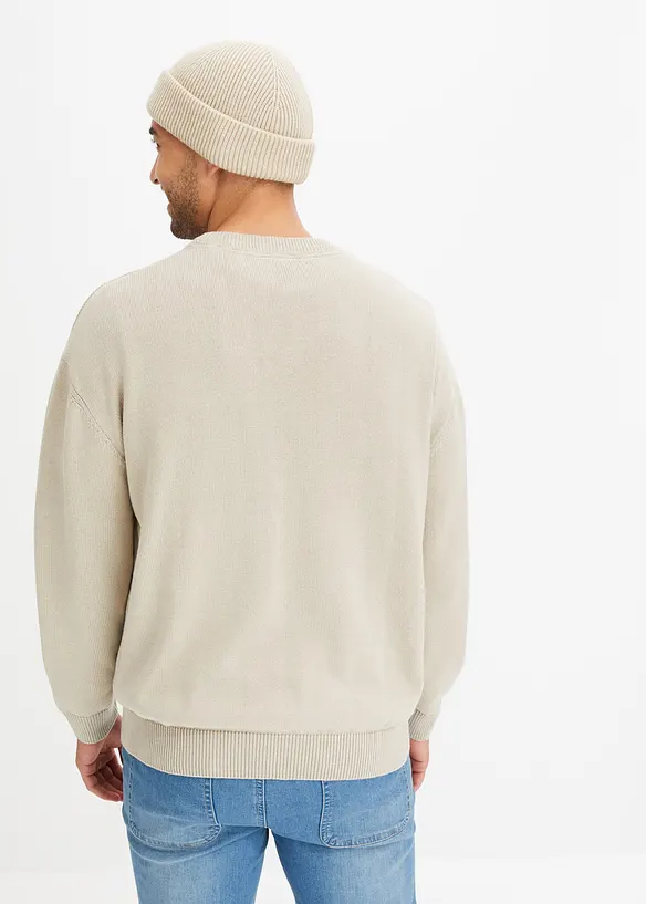 Pull coton à col rond, Loose Fit, bonprix