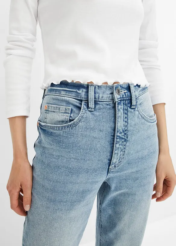 Jean mom taille haute, extensible, bonprix