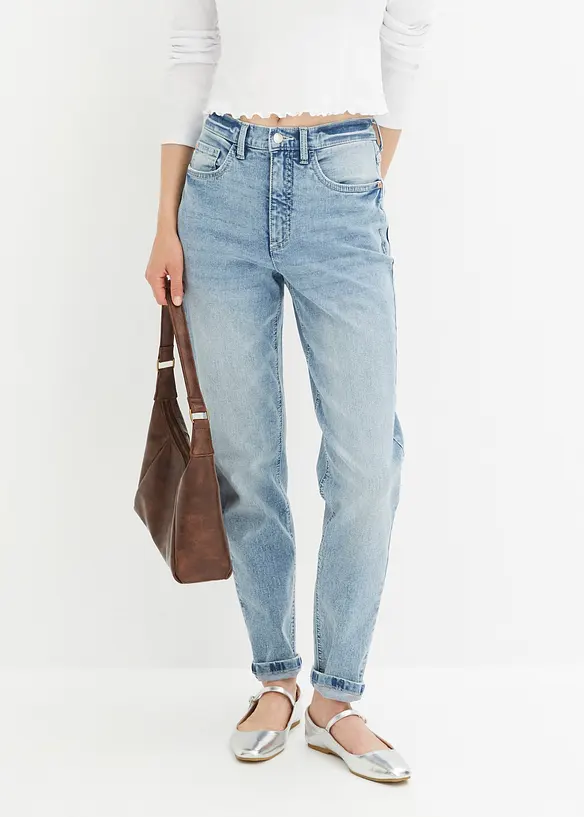 Jean mom taille haute, extensible, bonprix