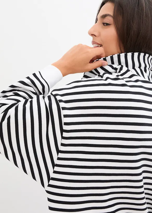 Oversize-Sweatshirt mit V-Ausschnitt und Polokragen, bonprix