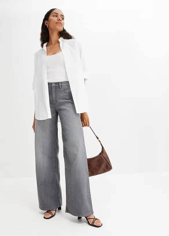 Chemisier oversize en coton, manches 3/4, bonprix
