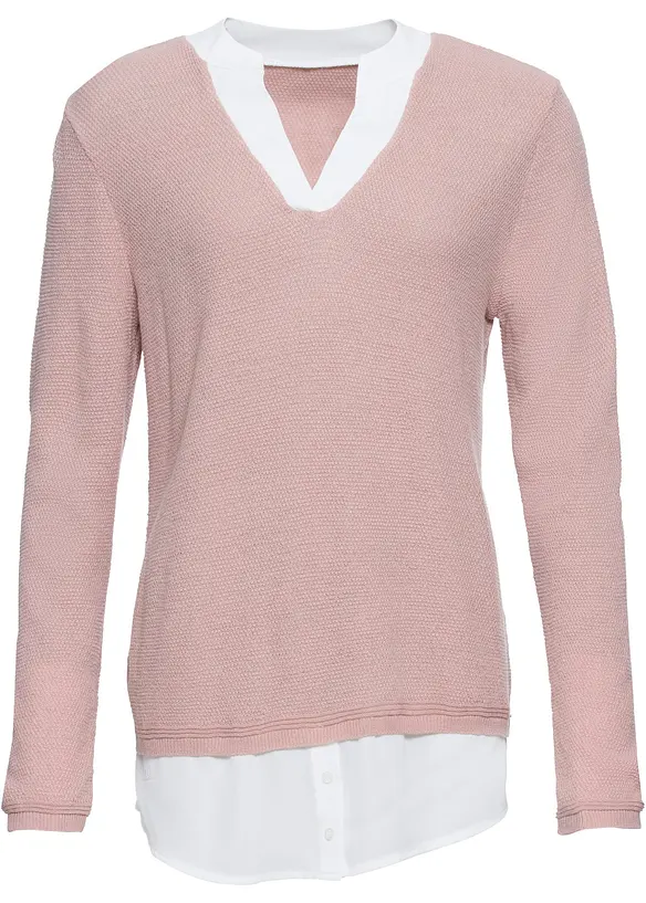 Pull en fine maille avec empiècement chemisier, bonprix