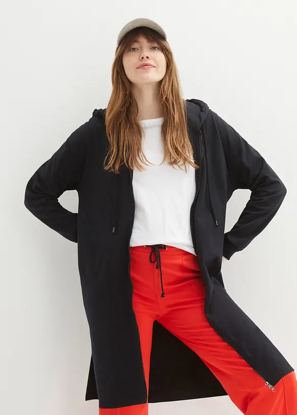 Long-Sweatjacke mit Seitenschlitzen, bonprix