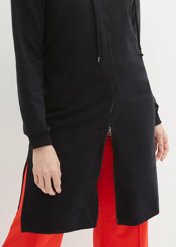 Long-Sweatjacke mit Seitenschlitzen, bonprix
