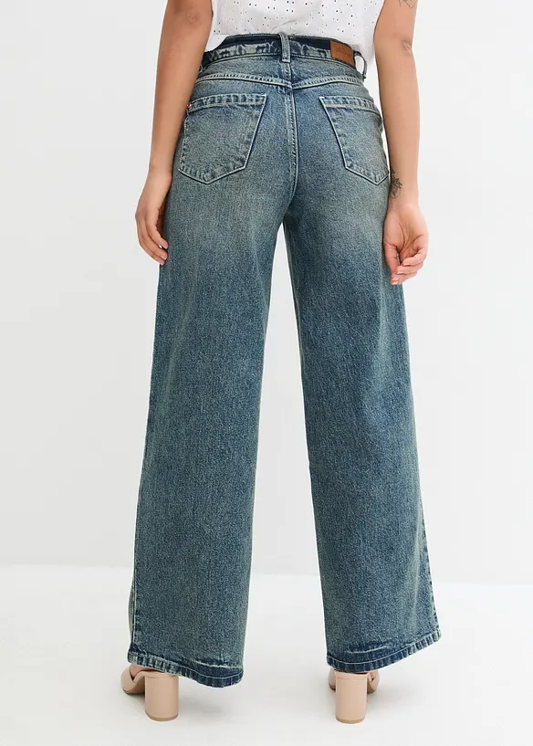 Jean large taille haute, peu extensible, bonprix