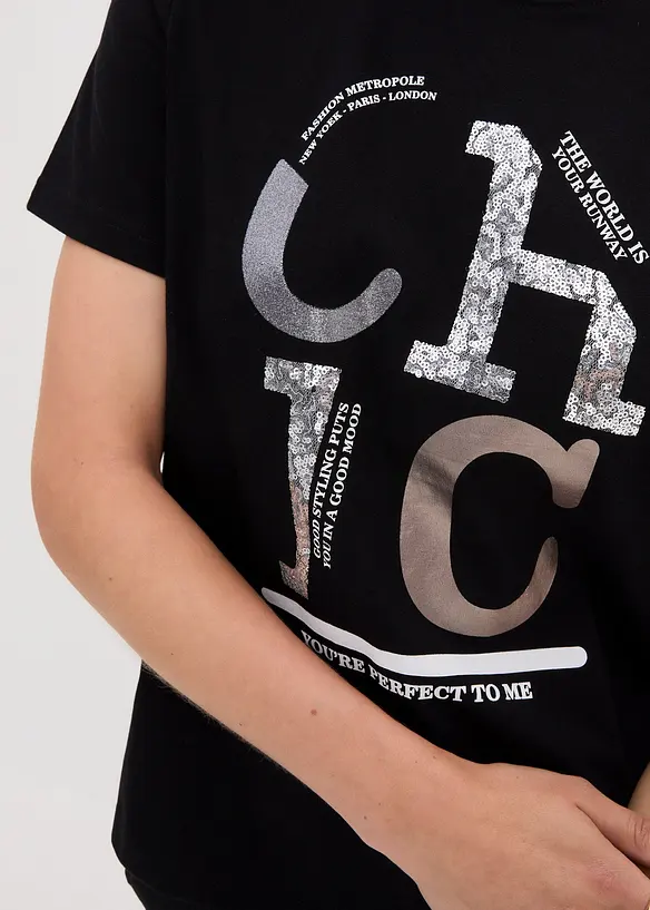 T-Shirt mit Glitzerdruck, bonprix
