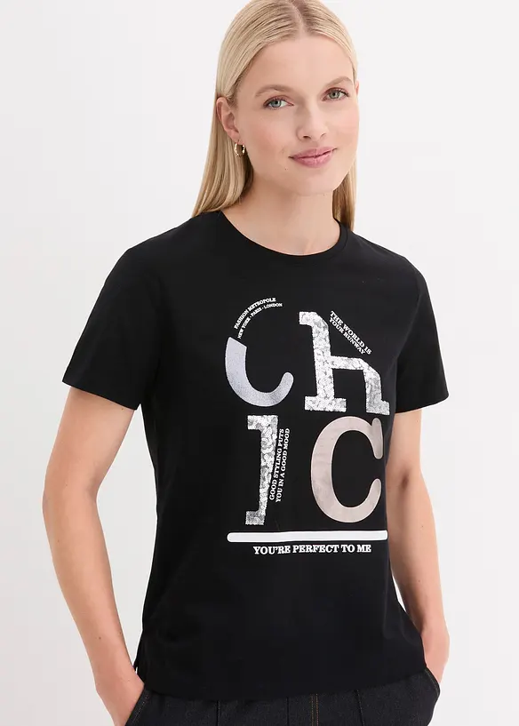 T-Shirt mit Glitzerdruck, bonprix