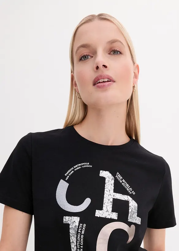 T-Shirt mit Glitzerdruck, bonprix