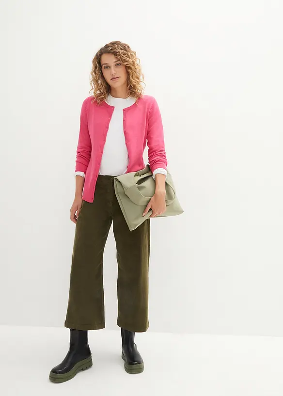 Jupe-culotte en velours de coton c&ocirc;tel&eacute; extensible, bonprix