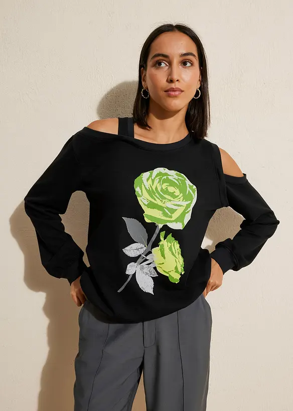Sweat oversize à imprimé fleuri, bonprix