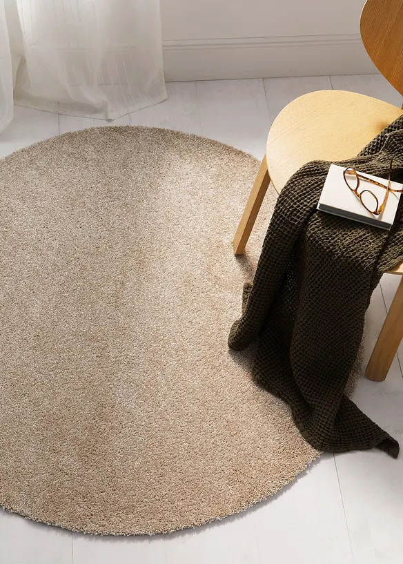 Tapis rond lavable &agrave; m&egrave;ches douces, bonprix