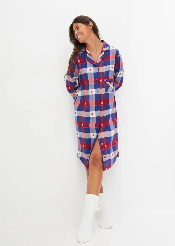 Chemise de nuit tissée avec patte de boutonnage, bonprix