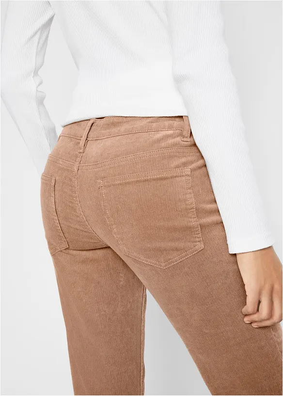 Pantalon bootcut en velours côtelé extensible, bonprix