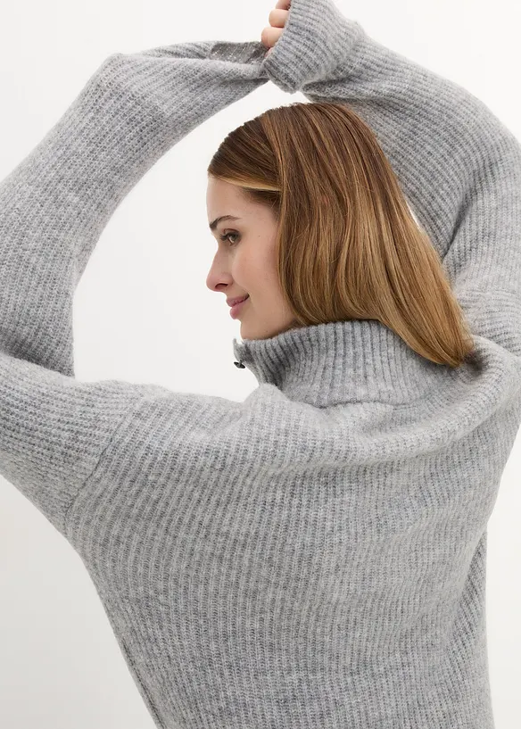 Pull oversize en m&eacute;lange laine et alpaga, bonprix