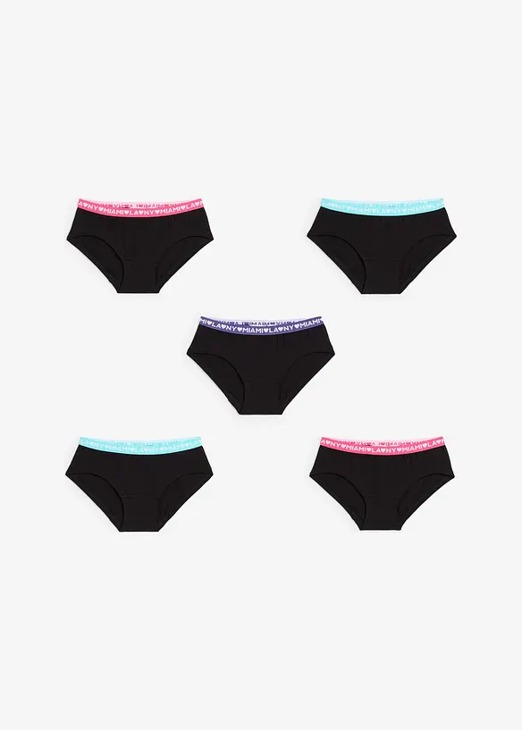 Lot de 5 shorties fille en coton, bonprix