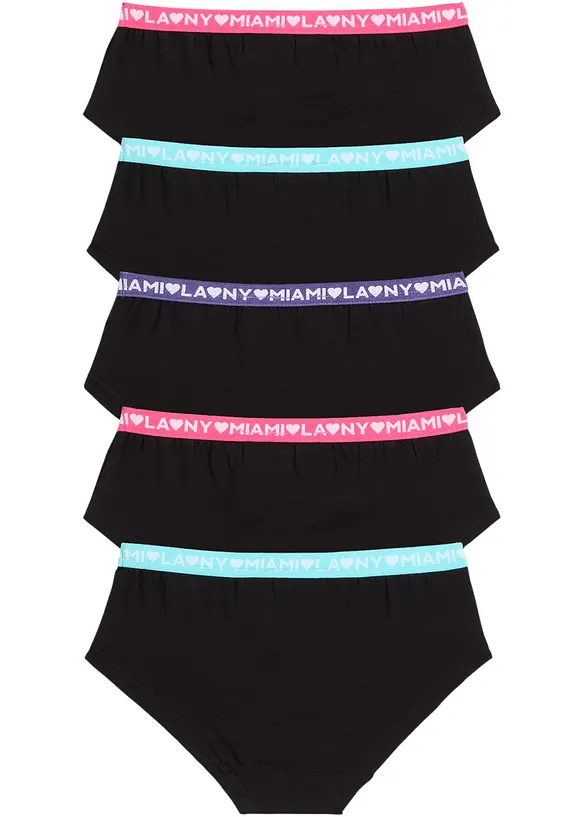Lot de 5 shorties fille en coton, bonprix