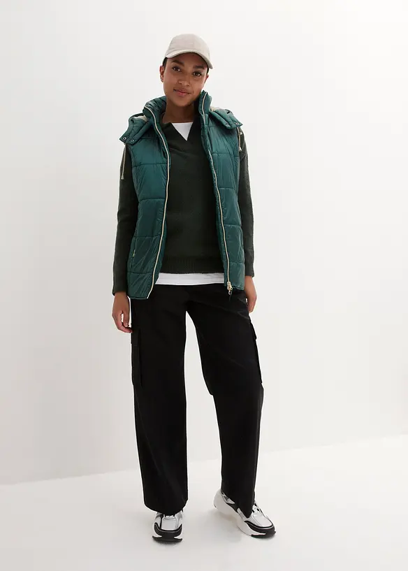 Gilet sans manches matelassé à capuche amovible, bonprix