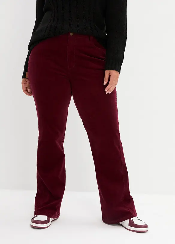 Pantalon en velours c&ocirc;tel&eacute; extensible avec taille haute confortable, bonprix