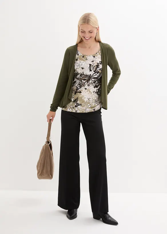 Pantalon large à pinces et taille élastiquée, bonprix