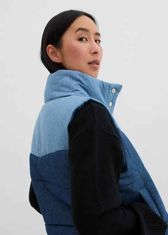Gilet sans manches matelassé en jean, bonprix