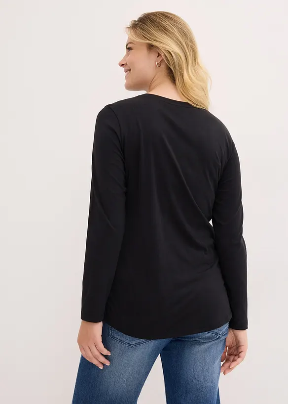 T-shirt coton à manches longues avec motif Noël, bonprix