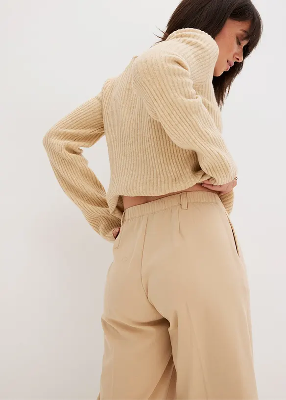 Pantalon &agrave; pinces en viscose m&eacute;lang&eacute;e, bonprix