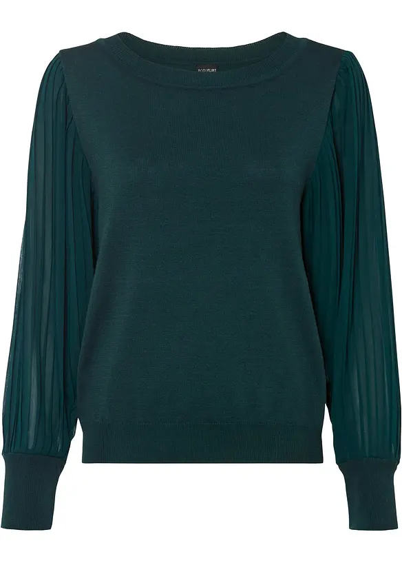 Pullover mit plissierten Ärmeln, bonprix