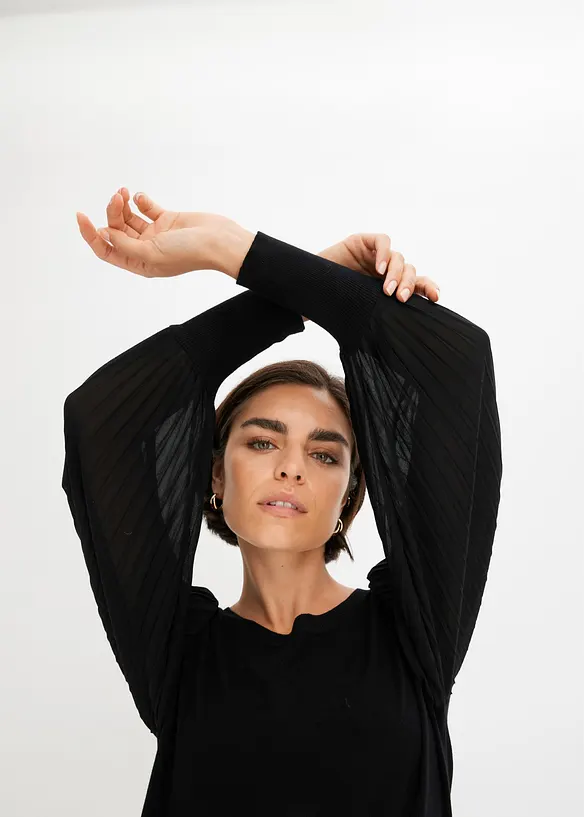 Pullover mit plissierten Ärmeln, bonprix