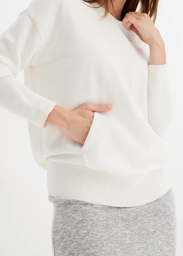 Strick-Hoodie mit Kängurutasche aus Viskose-Mix, bonprix