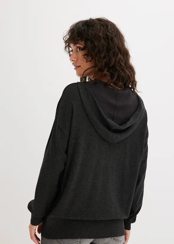 Strick-Hoodie mit Kängurutasche aus Viskose-Mix, bonprix