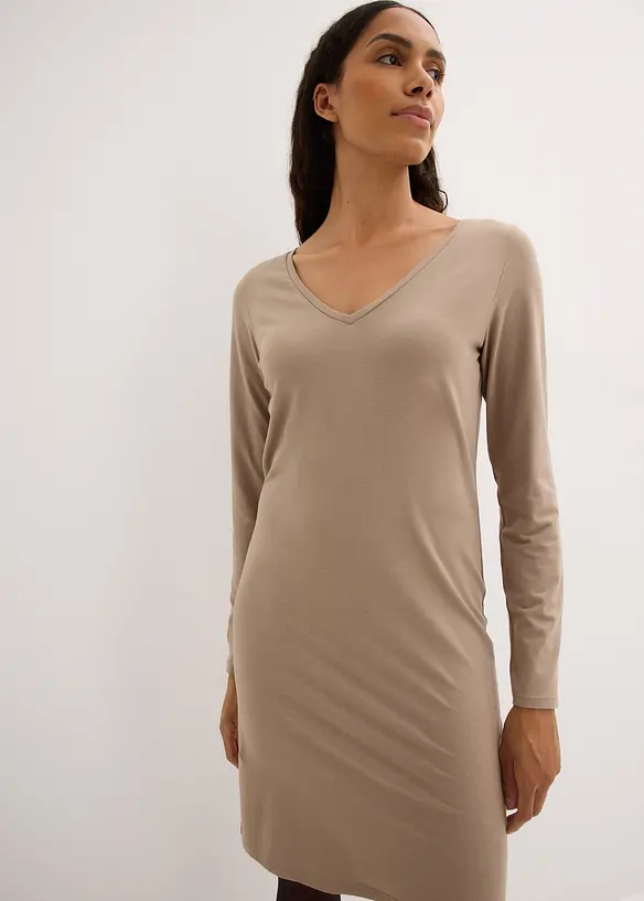 Robes en jersey à col V, bonprix