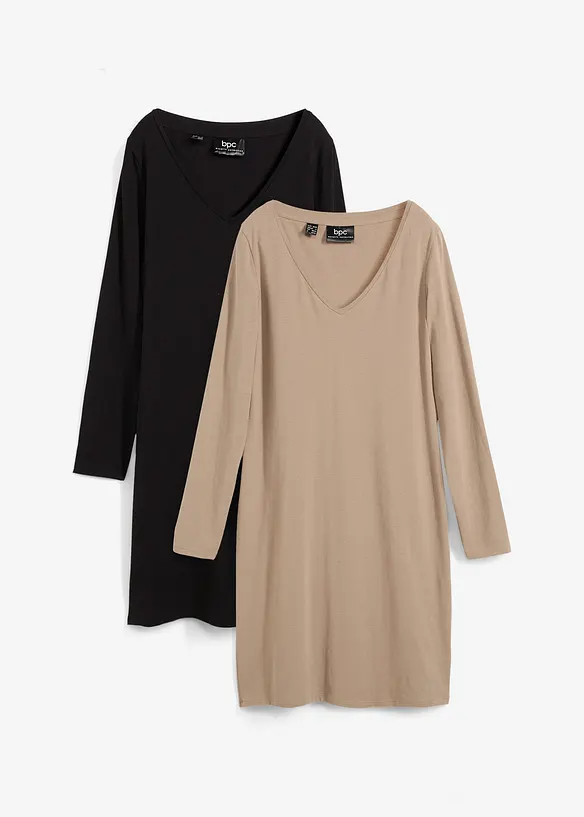 Robes en jersey à col V, bonprix
